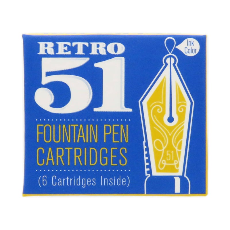 Retro 1951 Retro 51 Fountain Pen Refills - Blue Ink, 6-Pack - Smooth Writing, Easy Fit Cartridges for Elegant Script - Image 1